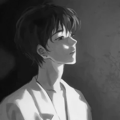 高质量黑白风动漫男生头像(图71)
