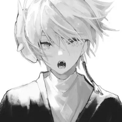 ins风高级质感黑白动漫男头像(图118)