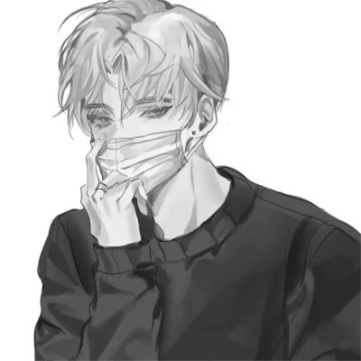 ins风高级质感黑白动漫男头像(图107)
