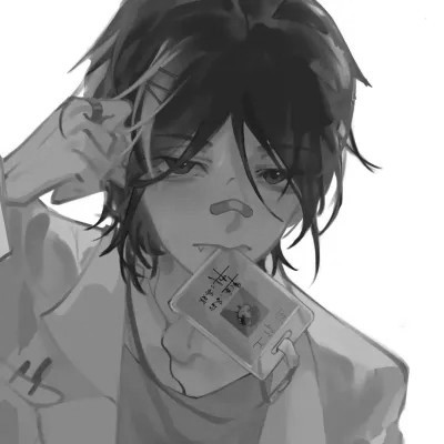 ins风高级质感黑白动漫男头像(图76)