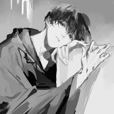 高质量黑白风动漫男生头像(图106)