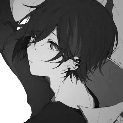 ins风高级质感黑白动漫男头像(图73)