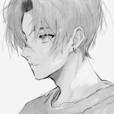 高质量黑白风动漫男生头像(图108)