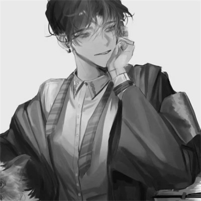 ins风高级质感黑白动漫男头像(图106)