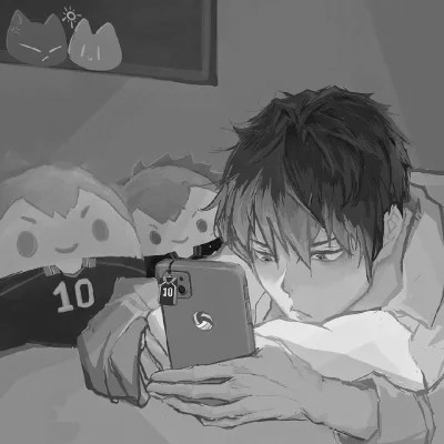 高质量黑白风动漫男生头像(图49)