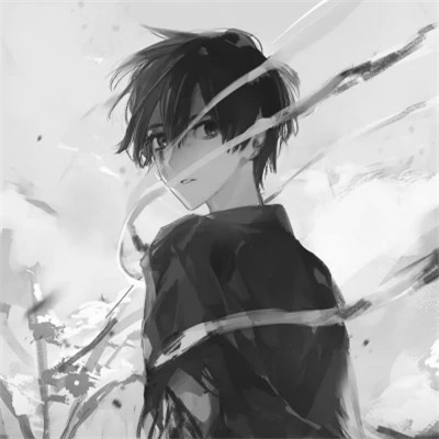 简约而不简单的潮流男生黑白动漫头像(图90)