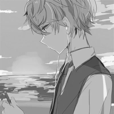 高质量黑白风动漫男生头像(图112)