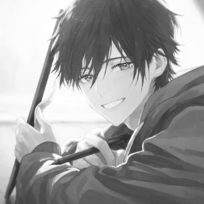 炫酷黑白风动漫男生头像高清(图86)