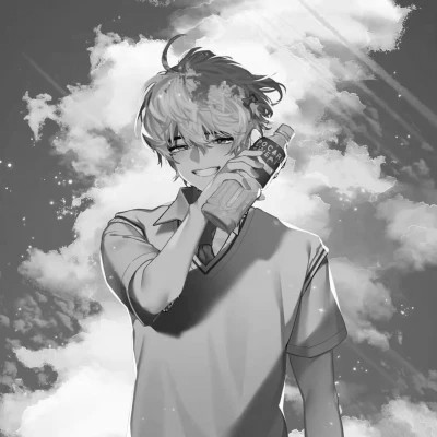 炫酷黑白风动漫男生头像高清(图89)