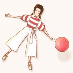 简单气球卡通女头图片