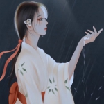 侧脸雨中伤感流泪动漫女头图片