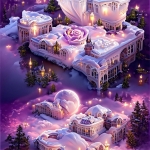 紫色系雪中城堡头像图片，梦幻仙气满满