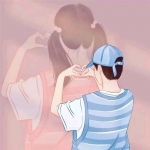 一男一女手绘比心背影头像图片