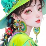 女生绚丽多彩手绘多巴胺头像图片，视觉享受