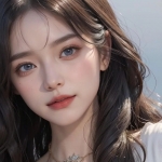 蓝色眼睛妆容自然的美女头像图片