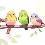 三只小鸟站在树枝上头像图片