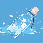透明瓶子里装着两只可爱的小动物头像图片