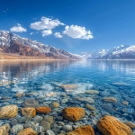 清澈的湖水连绵的雪山风景头像图片
