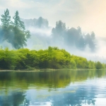云雾缭绕小湖风景头像图片