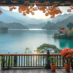 秋天秋季湖景头像图片