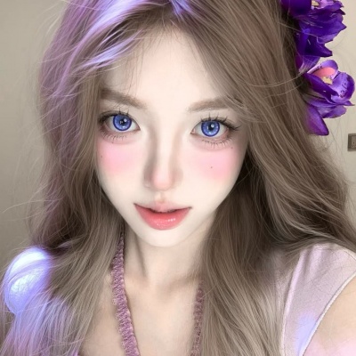 被紫色系唯美女头美到失语